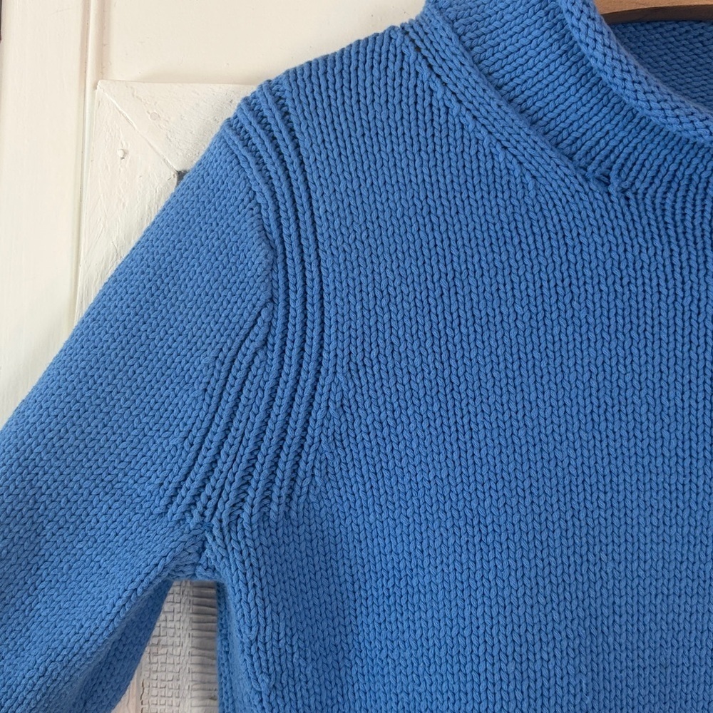 VINTAGE J Crew Roll Neck Sweater women’s XS blue cotton Chunky Fisherman 90s - Picture 3 of 6